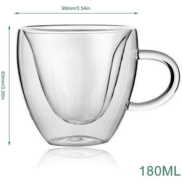 180/240ML Szklany Kubek Z PodwóJną śCianką W KształCie Serca, Kubki Dla Par, żAroodporne Kieliszki Do Wina, Kubki Do Herbaty, Kubki Do Mleka, Espresso, Kawy, Naczynia Do NapojóW 1Pcs-image