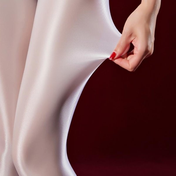 Damskie BłYszcząCe Legginsy Fitness Joga 80D MięKki Satynowy Wysoki Stan KształTująCe Rajstopy Wiosna Jesień Rajstopy Pole Dance Klubowe One Size White-image