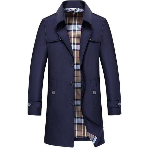 Gabardina De Hombre De Talla Grande De OtoñO E Invierno, Chaqueta De Hombre Mediana Y Larga L Black-image
