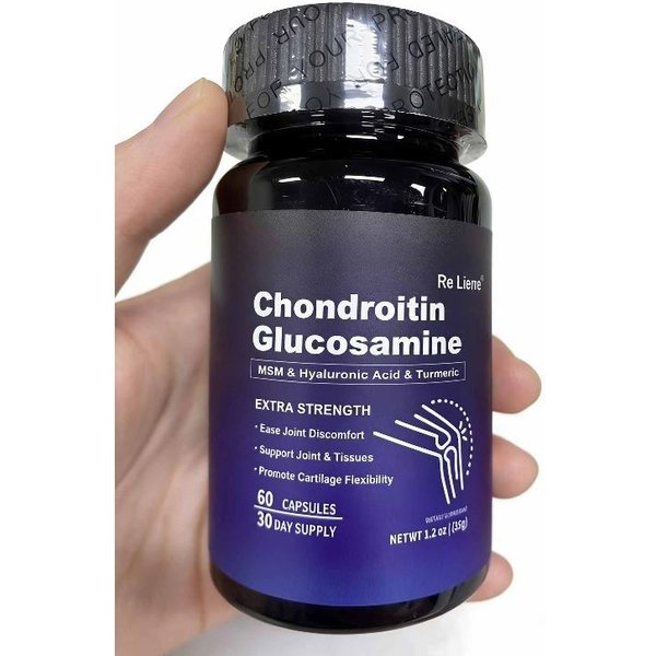 RE Lierre Complejo De Glucosamina Condroitina MSM - Soporte Articular| ColáGeno Libre De Mariscos + Salud CartíLago Y Huesos Black-image