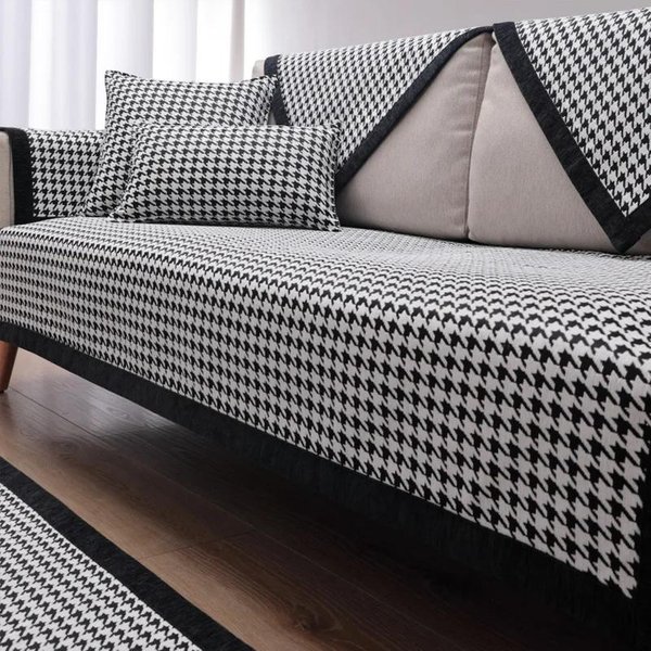 Funda De Sofá Negra De Lujo Para Sala De Estar Europea Todas Las Estaciones Universal CojíN De Sofá Funda De Sofá Toalla De Sofá Almohadilla Para Asiento MultitamañO 70X50Cm 1Pcs-image
