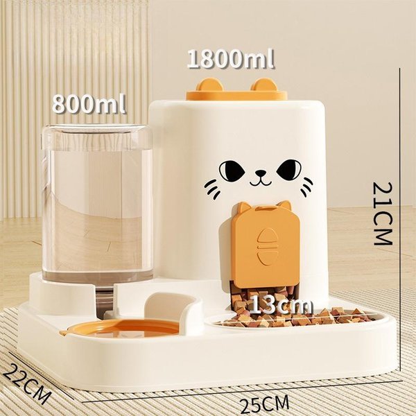 Cuenco Para Gatos Cuenco Para Perros Cuenco Para Comida De Gato Gato Gato Gato Comida Alimentador AutomáTico Agua Para Beber Integrado Cuenco Para Gatos CeráMica Para Mascotas Agua Para Beber Cuenco Doble Color Rosa-image