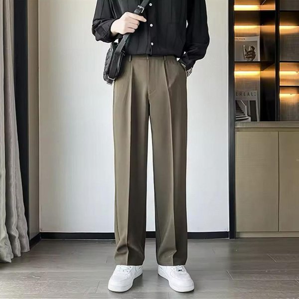 Pantalones Casuales Para Hombre Primavera Y OtoñO Nuevos Pantalones De CháNdal Rectos Sueltos Con CaíDa Pantalones Largos 5XL Café-image