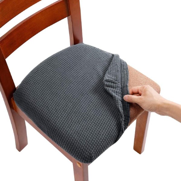 Fundas EláSticas Para Asientos De Sillas De Comedor, De Jacquard, ExtraíBles, Lavables, Tapizadas EláSticas, Fundas De CojíN Para Sillas De Comedor Gray-image