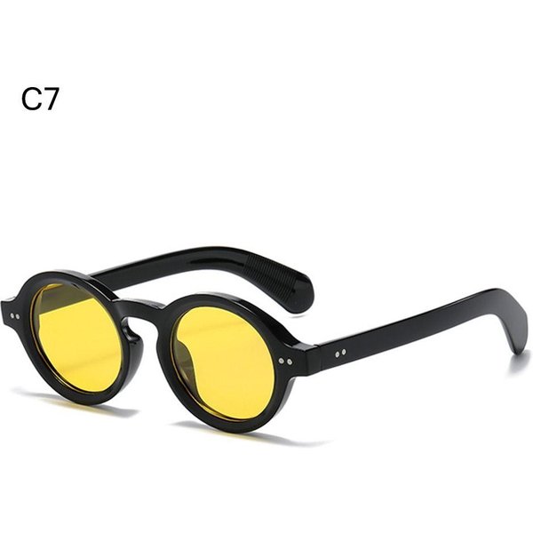 Nuevas Gafas De Sol Redondas Retro Moda Trendy Remaches Gafas De Sol UV400 Vintage Punk Gafas Para Mujeres Y Hombres Black-image