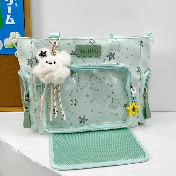 Nowa Y2K Urocza Gwiazda Komiksowa Torba Ita Damska Modna Torba Na Ramię Lolita DziewczęCa Przezroczysta Torba Tote DIY WyśWietlanie Torba Na Ramię Torebki 30X28X10CM Gray-image