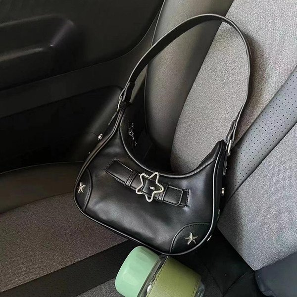 Letnia AmerykańSka Torba Na Ramię Z PięCioramienną Gwiazdą, Damska Torebka W Stylu MillenialsóW, Niszowa Torba Jednoramienna Z Wyczuciem Designu Czarny-image