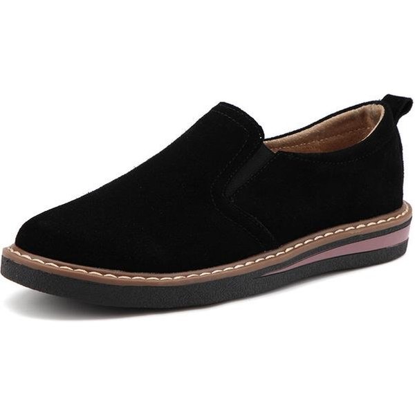 Zapatos Planos De Mujer Punta Redonda Slip On Zapatos Oxford Mujer Cuero Genuino Piel De Cerdo Brogue Zapatos De Mujer778 4-image