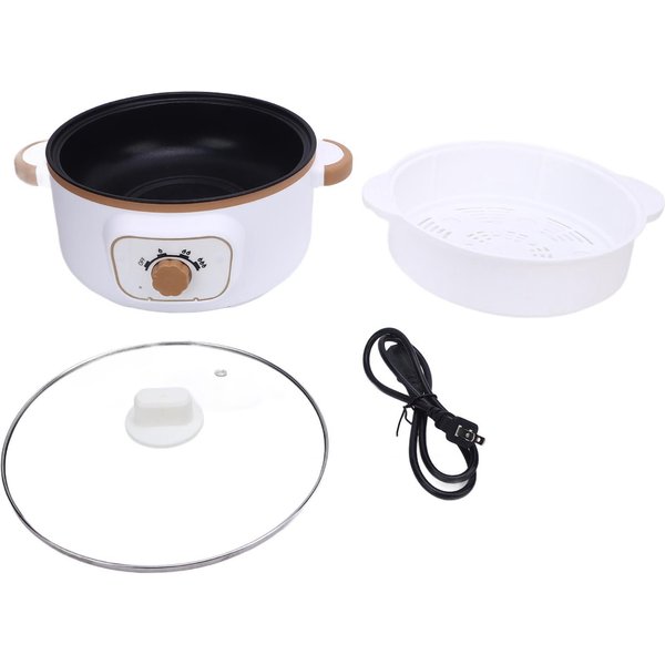 Olla EléCtrica Caliente 3.6L Olla De Cocina Multifuncional 800W Olla EléCtrica Con Cesta Para Cocinar Al Vapor Antiadherente L(For 6.5-9Kg)-image