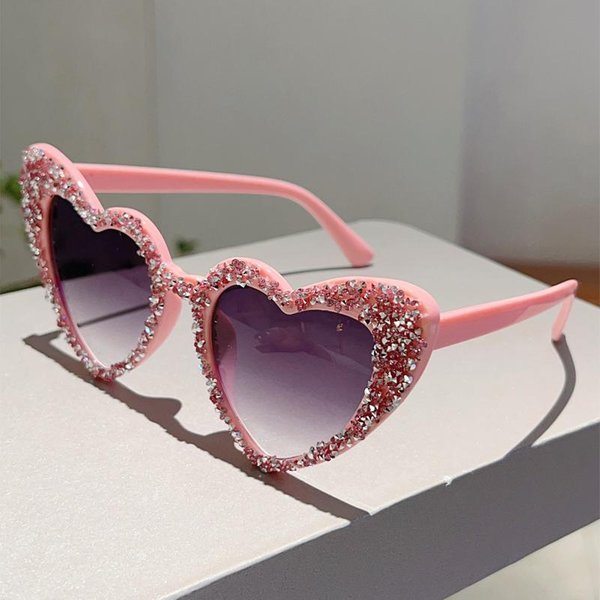 Gafas De Sol Kammpt Vintage CorazóN Con PedreríA Para Mujer Dulces De Moda Marca Sombras Decorativas Gafas De Sol Originales Without Case Gray-image