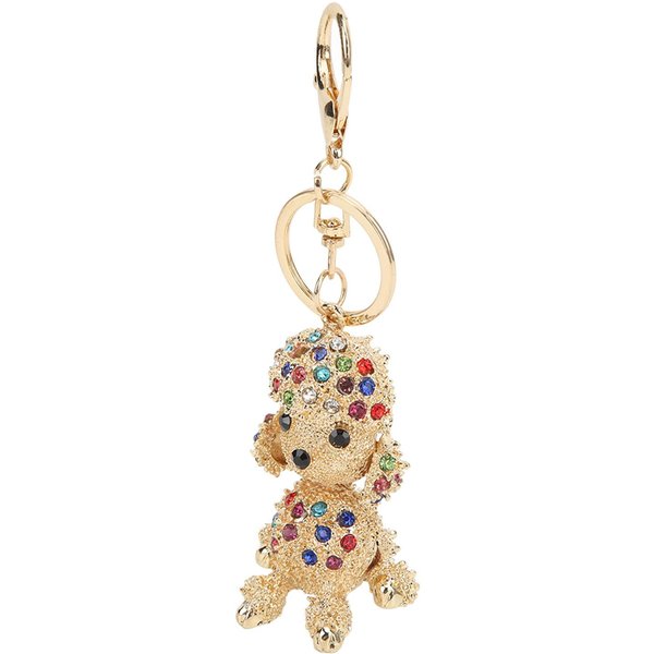 Llavero De PedreríA DiseñO ÚNico Forma De Cachorro Llavero De PedreríA Adorno Encantador Para Bolso Coche Beige-image