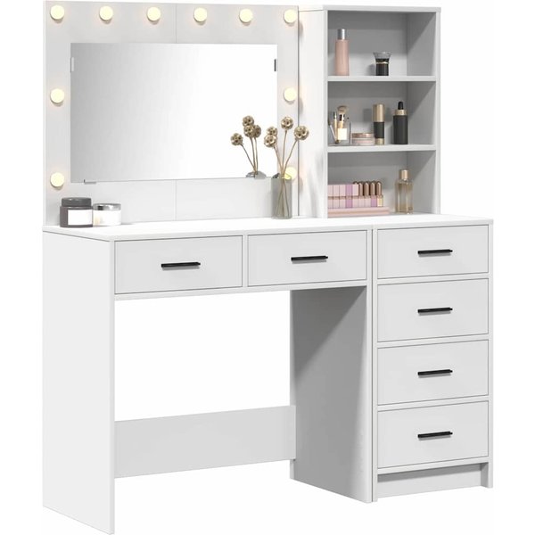 Tocador Con Estante Blanco 78.5 X 41 X 135 Cm Madera De IngenieríA-image