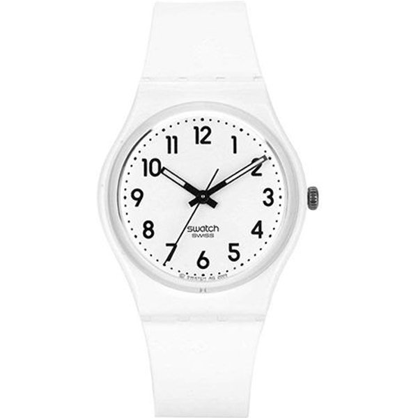 Reloj Swatch Originals De Cuarzo Resistente Al Agua Minimalista 34 Mm Esfera Blanca Caja De PláStico Correa De Silicona Relojes Unisex GW151O White Dial White-image