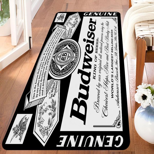 King Of Beer B-Budweiser Felpudo HabitacióN Infantil DecoracióN Dormitorio BalcóN Felpudo Antideslizante Felpudo Sala De Estar Alfombra De ÁRea 60*90Cm-image