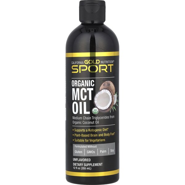 California Gold Nutrition, Sports, Aceite MCT OrgáNico, Sin Sabor, 12 Fl Oz (355Ml) Gray-image
