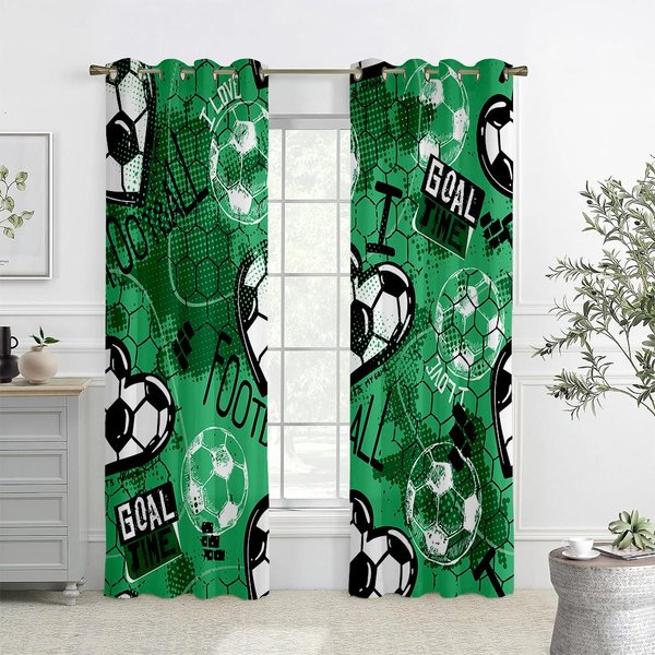 PiłKa NożNa Sport Kolorowe Drukowane ZasłOny, Sypialnia Salon Kuchnia DrążEk Kieszeń Przelotka ZasłOny, Dekoracja Domu 2Szt W50Xh140(Cm)X2Pcs&Grommet Top-image