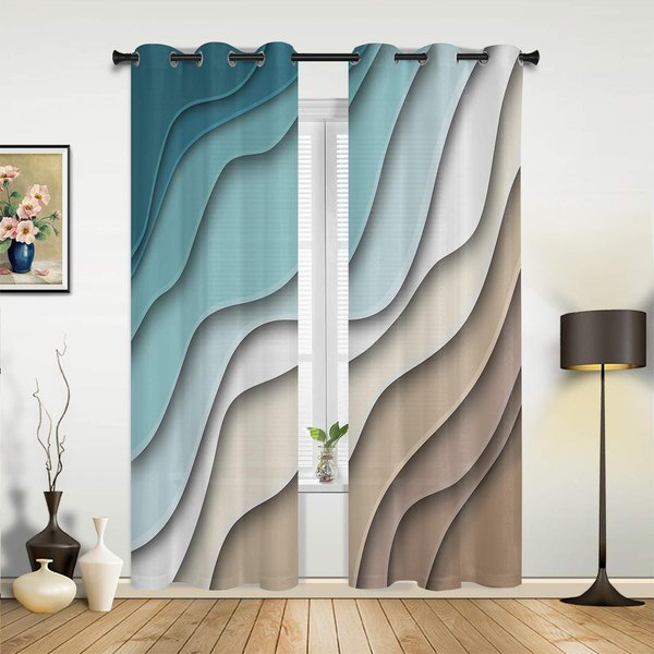 SzałWiowo-Zielone, Szare, Gradientowe ZasłOny Do Sypialni, Salonu, Kuchni, Pokoju DziecięCego, Okna, Nowoczesnego Wystroju Domu 135W X 60H(Cm) X1-image