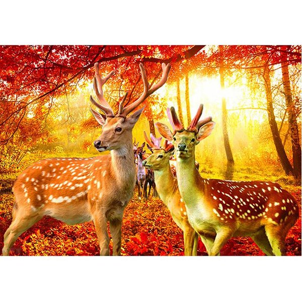 Pintura De Diamantes 5D Bordado De Diamantes DIY Ciervo De OtoñO PedreríA Bordado Mosaico Regalo Diamante 20X30CM-image