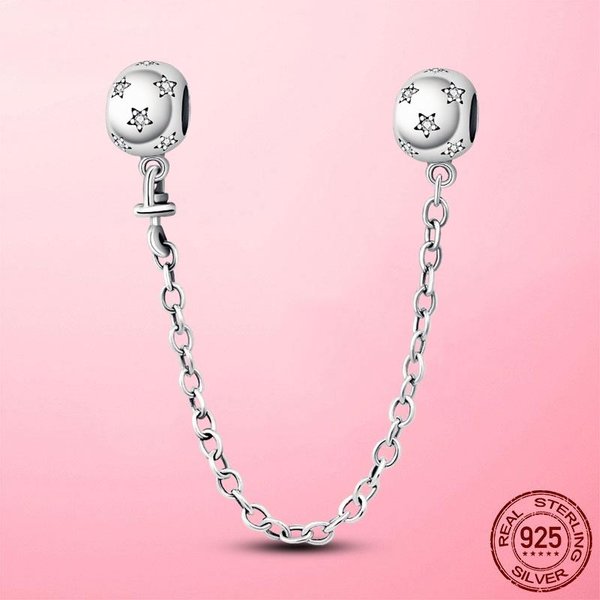 Clip Cierre Plata 925 Clip Cadena De Seguridad Abalorios Tope Estrella Ajuste Pulsera Original Dora JoyeríA DIY Original Gray-image