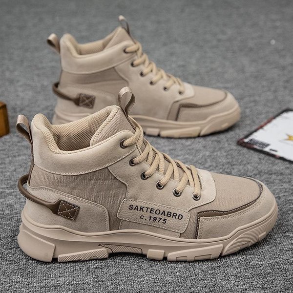 Botas Martin Nuevas Para Hombre De CañA Alta De Tendencia Para Combinar Con Todo Botas De OtoñO Estilo BritáNico Botas De Trabajo Zapatos De Hombre 44 Gray-image