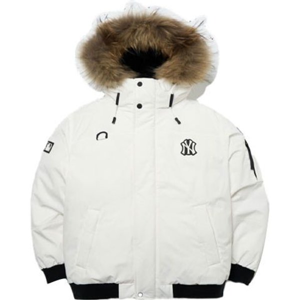 MLB New York Yankees Kurtka Puchowa Z Kapturem I Futrzanym KołNierzem Markowe Logo Kurtka Unisex BiałA 3ADJB0716-50IVS S Brown-image