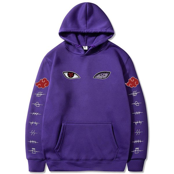 Naruto Cosplay Bluza Z Kapturem Harajuku Bluzy MęSkie BawełNiane Bluzy Z Kapturem S Fioletowy-image