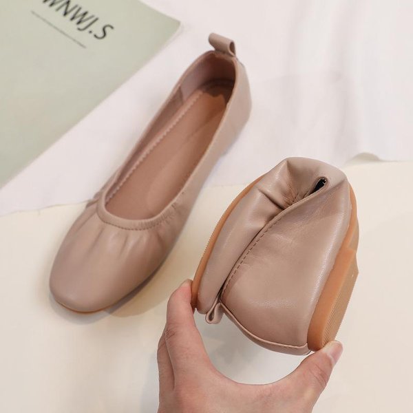 Zapatos Planos Casuales De Cuero Genuino Para Mujer, Zapatos Retro Para Mujer, Zapatos Planos De Suela Blanda Con TacóN Bajo, Mocasines Casuales VersáTiles Para Mujer 39(24.5Cm) Brown-image