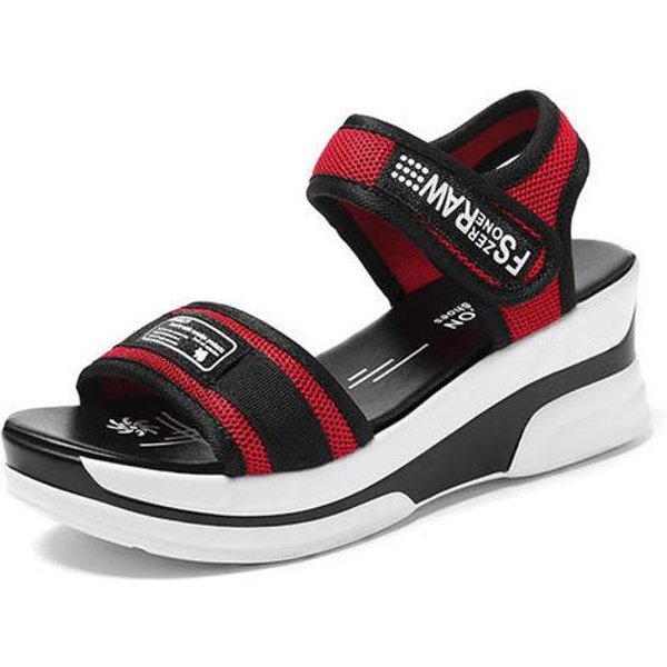 Lato Nowe SandałY Damskie Moda Sportowe Casualowe Buty Odkryte Palce Dopasowanie KoloróW Buty Na PlażE SandałY Na Platformie Damskie 37 Czerwony-image