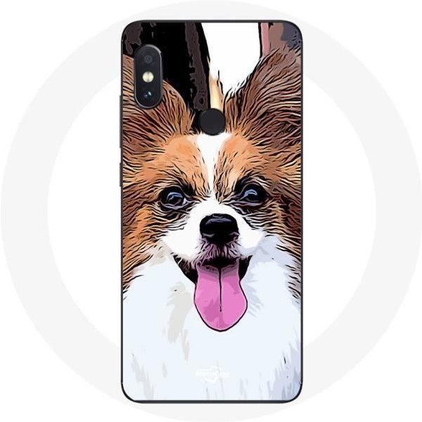 Funda - Xiaomi - Redmi Note 5 Pro - Flexible - Spaniel Enano Continental - Blanco Y MarróN Blanco-image