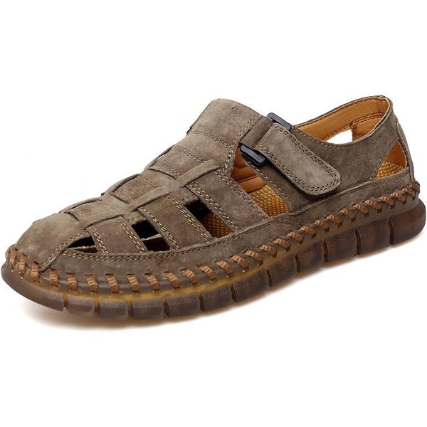 Sandalias De Verano Para Exteriores, CóModas Sandalias De Verano Para Hombre, Nuevas Sandalias De Playa De Cuero Genuino, Antideslizantes, Para Senderismo Y Caminar, Zapatos Roma Para Hombre 38 Caqui-image