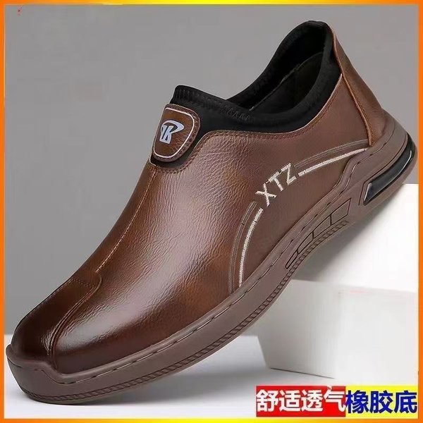 Zapatos De Hombre De Cuero Suave Suela Suave Antideslizantes Negocios Papá Transpirables Pedales Casuales Para Mayores CóModos Zapatos De Hombre Zapatos De Cuero 44 Gray-image