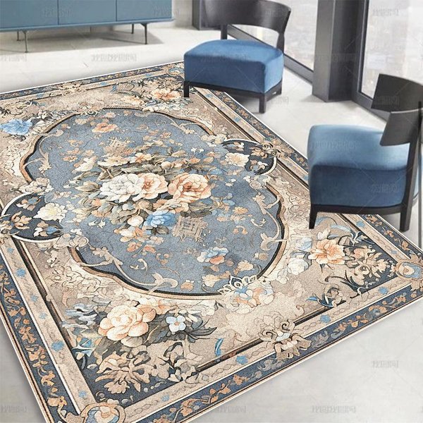 Alfombras Florales De ÁRea Grande Estilo NóRdico Sala De Estar Lujo Ligero Suave Alfombra De ÁRea Para Sofá DecoracióN Para El Hogar Dormitorio Alfombra De Suelo Para Vestidor 80*120Cm-image