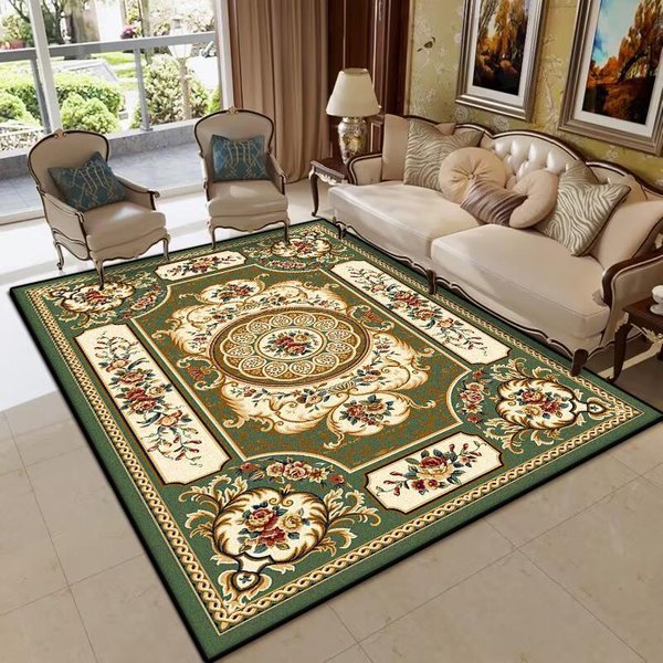 Luksusowy Zielony Dywan Do Salonu Dekoracja W Stylu Europejskim DużY Obszar Sofa Dywaniki AntypośLizgowe Sypialnia Salon Puszysty Pluszowy Mata PodłOgowa 80*120Cm-image