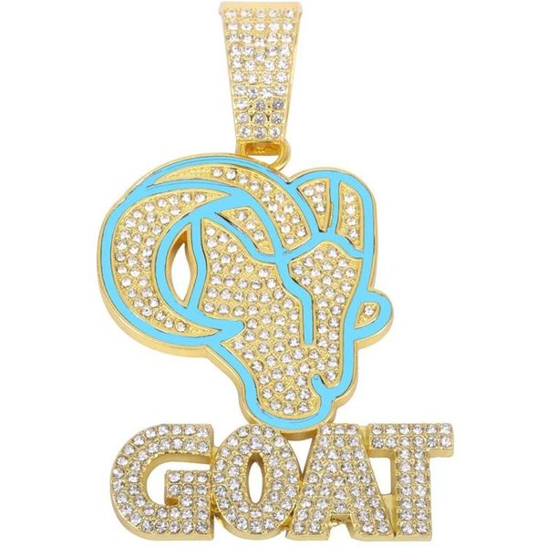 Nowy Hip Hop Emaliowany Wisiorek Z Literą Kozy Naszyjnik Z 13Mm ŁAńCuchem KubańSkim Hiphop Iced Out BłYszcząCy Naszyjnik Ze ZwierzęCiem Dla MężCzyzn BiżUteria Z Charmsami Beige-image