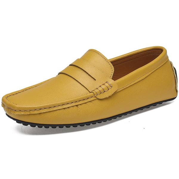 Luksusowe MęSkie Mokasyny Plus DużY Rozmiar 38~49 Penny Loafers MęSkie Buty Casual SkóRzane Casual Wsuwane PłAskie Buty Do Jazdy MęSkie 42 Beige-image