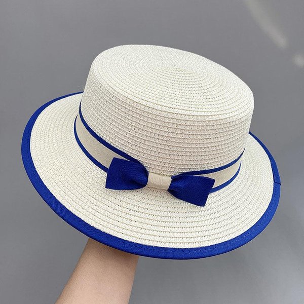 Sombrero De Paja, BombíN Azul, Sombrero De Sol, Sombrero Blanco De Playa, Sombrero De Sol Para Mujer, Sombrero Fresco De Verano Para Mujer, Sombrero De ProteccióN Solar Adjustable Beige-image
