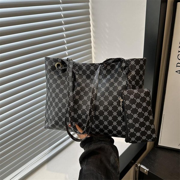 Torba Tote O DużEj PojemnośCi Dla Kobiet Casualowa Retro Z Nadrukiem Jednoramienna Torba Pod Pachę Torba Do DojazdóW Prosta I Modna Torebka Gray-image
