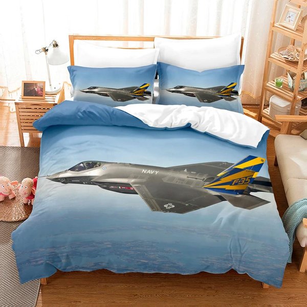 3D Zestawy PośCieli Samolotowej Zestaw Poszwy Na KołDrę Z Poszewką Na Poduszkę Pojedynczy PełNy Queen King PośCiel PośCiel EU Single(135X200Cm)-image