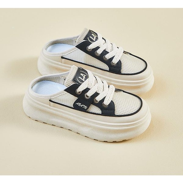 Nuevos Zapatos Blancos De Verano Para Estudiantes, Suela Gruesa Elevada, Malla Transpirable, Zapatos Casuales 40 White-image