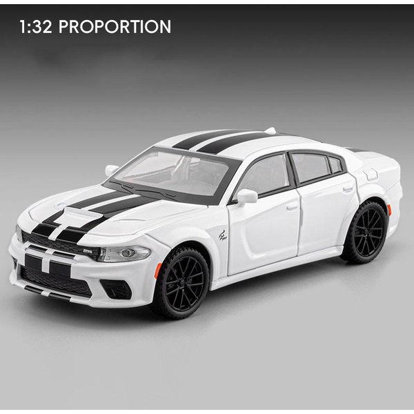 1:32 Dodge Charger Srt Hellcat Metalowy Model Sportowego Samochodu Diecast Muscle Samochody WyśCigowe Model Samochodu Symulacja DźWięKu ŚWiatłA Prezenty Dla Dzieci Gray-image