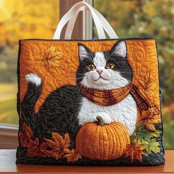 Nueva Serie De Gatos Estampado Digital Moda Popular Bolso Tote Bolso Tote Acolchado Para Hombro Bolso De Mano Duradero Casual Para Viajes Compras Viaje Diario 43X40X10Cm Black-image