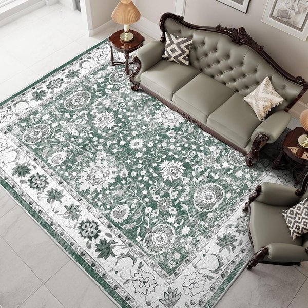 Vintage Dywany Obszarowe Do Salonu Zmywalny Dywan Do Sypialni Jadalni Kuchni Dywany WewnęTrzne MięKka MożNa Prać W Pralki Mata PodłOgowa 50X80Cm Gray-image