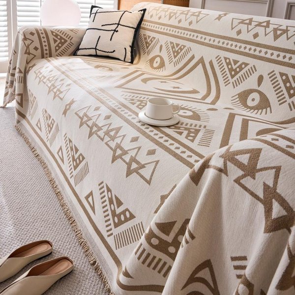 Toalla De Sofá De Chenilla Para Sala De Estar Estilo FrancéS DecoracióN Del Hogar Funda De Sofá Cubre Sofá Borde Con Borlas CojíN Waffle 180X130Cm-image