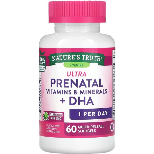 Nature's Truth, Ultra Prenatal Vitaminas Y Minerales + Dha, 60 CáPsulas Blandas De LiberacióN RáPida-image