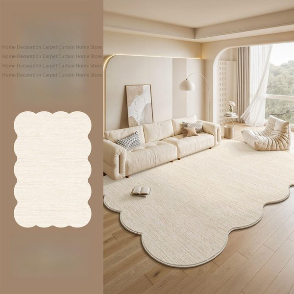 Kremowo-BeżOwy Minimalistyczny Nieregularny Dywan Do Salonu DużY Dywan MięKki AntypośLizgowy Zmywalny Dekoracja Sypialni Domowe Maty PodłOgowe Na Sofę 1.9X2.9Ft(60X90Cm)-image