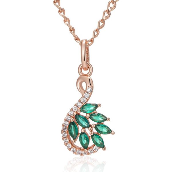 Collar Colgante De Color Oro Rosa De Moda Para Mujeres Colgante Completo Brillante Verde ZircóN Natural JoyeríA Fina Diaria-image