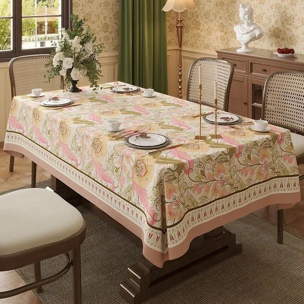 Mantel Impermeable Estilo Pastoral Americano, Rectangular, Estampado, Para Mesa De Comedor, Resistente Al Polvo Y Al Desgaste, Para El Hogar 90X140Cm 1Pcs-image