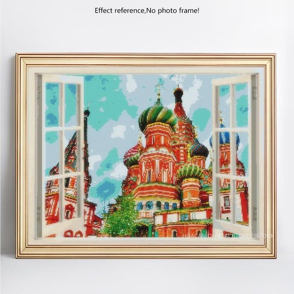 Iglesia De Moscú 5D Pintura De Diamantes Redondos Completos Bordado De Diamantes EscéNico Venta Imagen De PedreríA 20X30-image