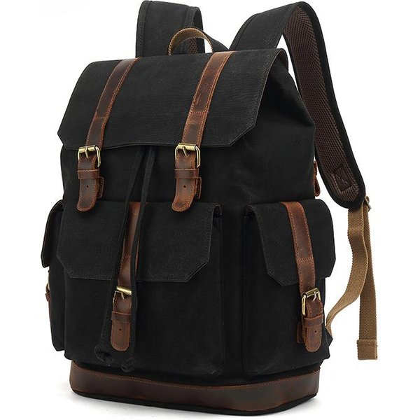 Mochila Retro Bandolera Bolsa De Viaje Para Exterior Cartera De Estudiante Deportiva Lona Encerada Impermeable Bolsa De Viaje-image