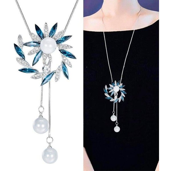 Moda Geometryczne KryształOwe Naszyjniki I Wisiorek Dla Kobiet łAńCuszek Do Swetra Collier Femme Komunikat DłUgi Naszyjnik Femme KołNierz BiżUteria-image